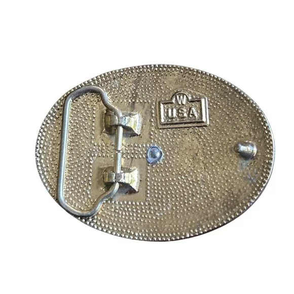 Mens W USA Square-Dancing Western 2-Tone Oval Belt Buckle - Picture 3 of 6